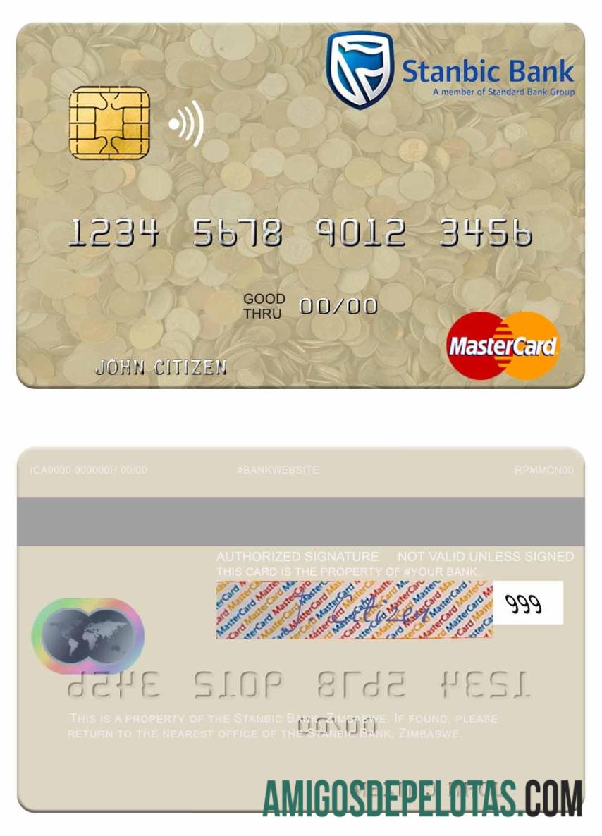 Cartão Mastercard do Banco Stanbic do Zimbábue modelo